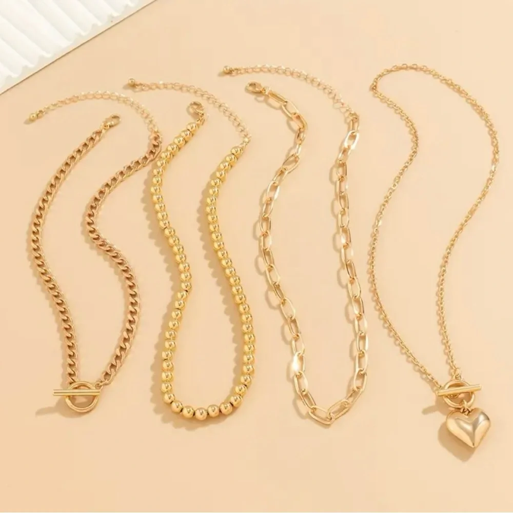 Stylish Four Piece Gold Necklace Set - Picture 4 of 4